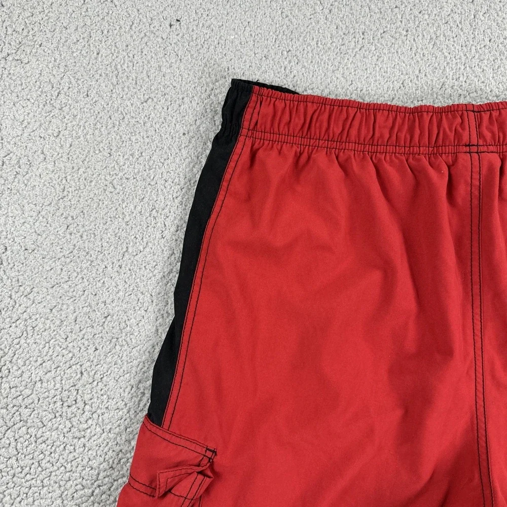 VTG Nike‎ Swim Trunks Board Shorts Men 2XL Red Black Embroidered Y2K 268944-648